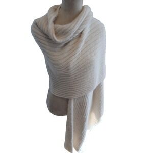 Mer Sea Cream Ribbed Knit Wrap Scarf‎ Shawl Cozy One Size Fits All huge